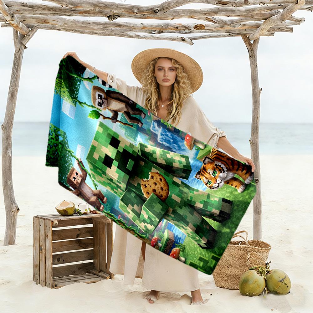 Minecraft Beach Towel Super Soft Microfiber Quickdry Fabric Comfortable Lightweight