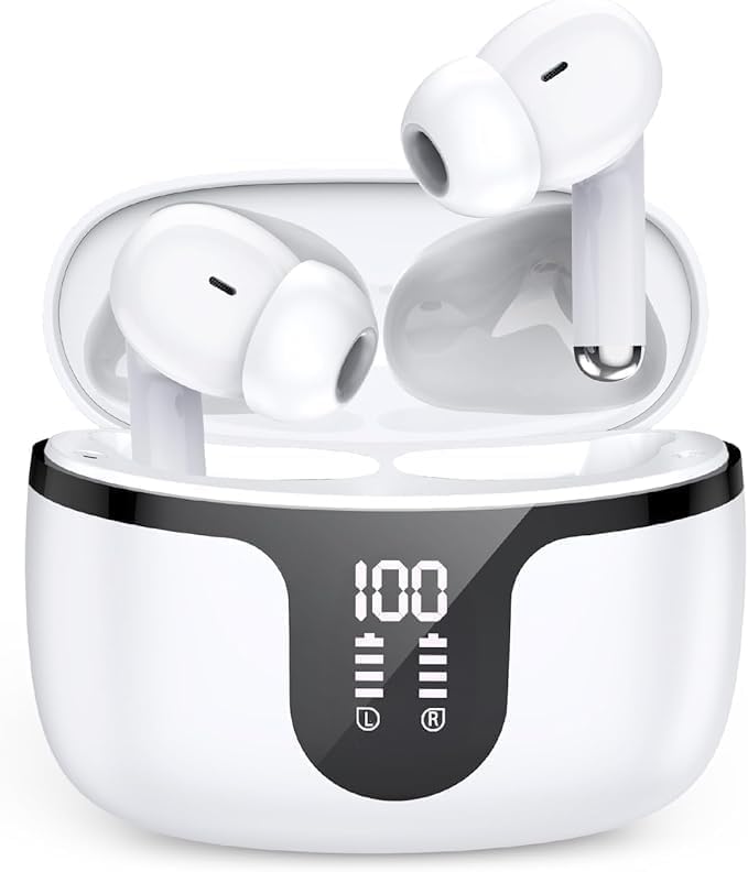 

2025 [Bluetooth 5.4 Улучшенное качество звука] Беспроводные Bluetooth-наушники, Внутриканальные, Шумоподавление при звонках ENC, Светодиодный дисплей, с микрофоном, Автоматические