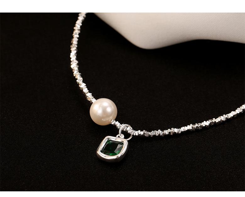 Banyan Tree S925 Silver Luxury Square Bead Anklet - High-End Women's Emerald Foot Jewelry