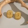 Stainless Steel Texture Geometric Spiral Stud Earrings for Women Vintage Gold Color Unusual Stud Earrings Trending Jewelry Gift