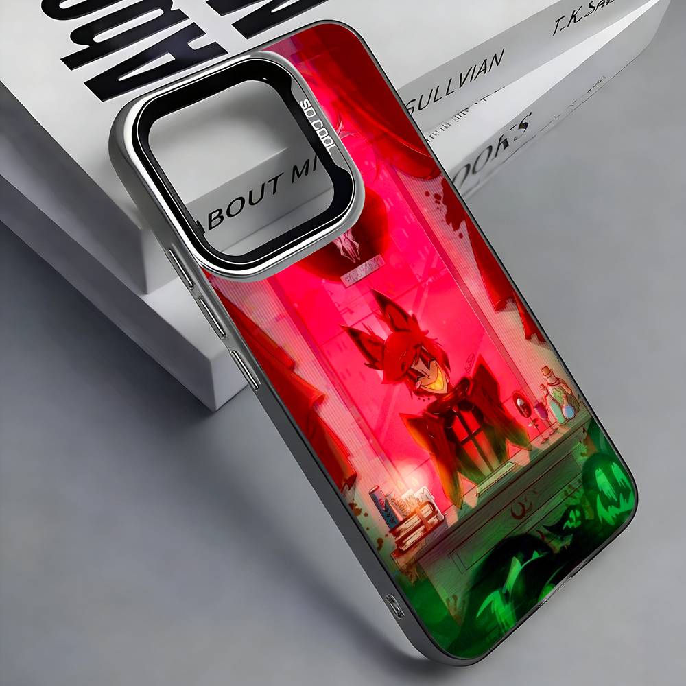 

H-Hazbin H-Hotel Alastor Phone Case For iPhone 17, 16,15,14,13,12,11 Plus,Pro Max, Colorful Silver Funda Cover iPhone14Plus