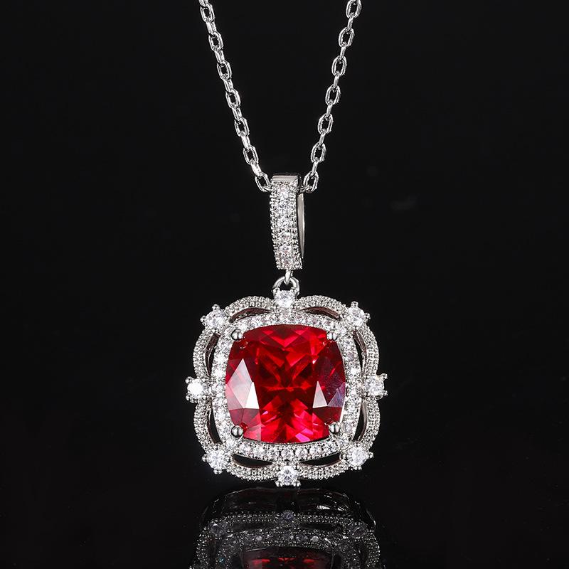 

Ювелирные изделия Имитация Цветной Сокровищницы Корунд Простой Изысканный Кулон Ожерелье Главный Камень 12 * 12