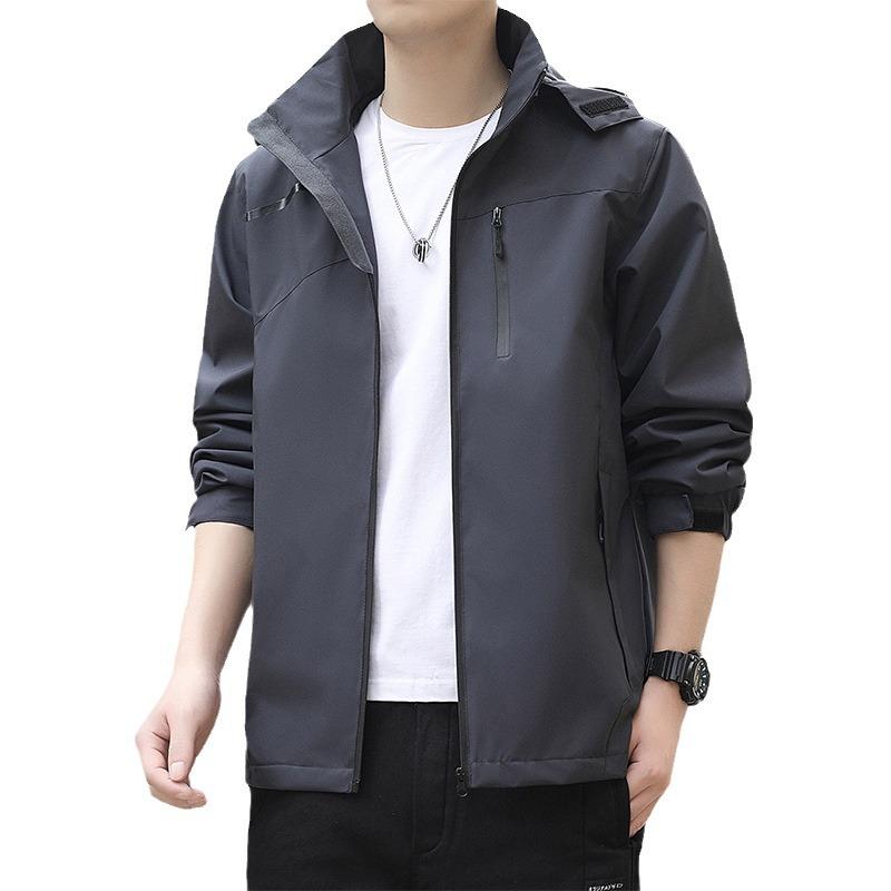Spring and Autumn Versatile Jacket Men's and Women's Youth Casual Outdoor Jacket White Single Punch Jacket Hooded Removable