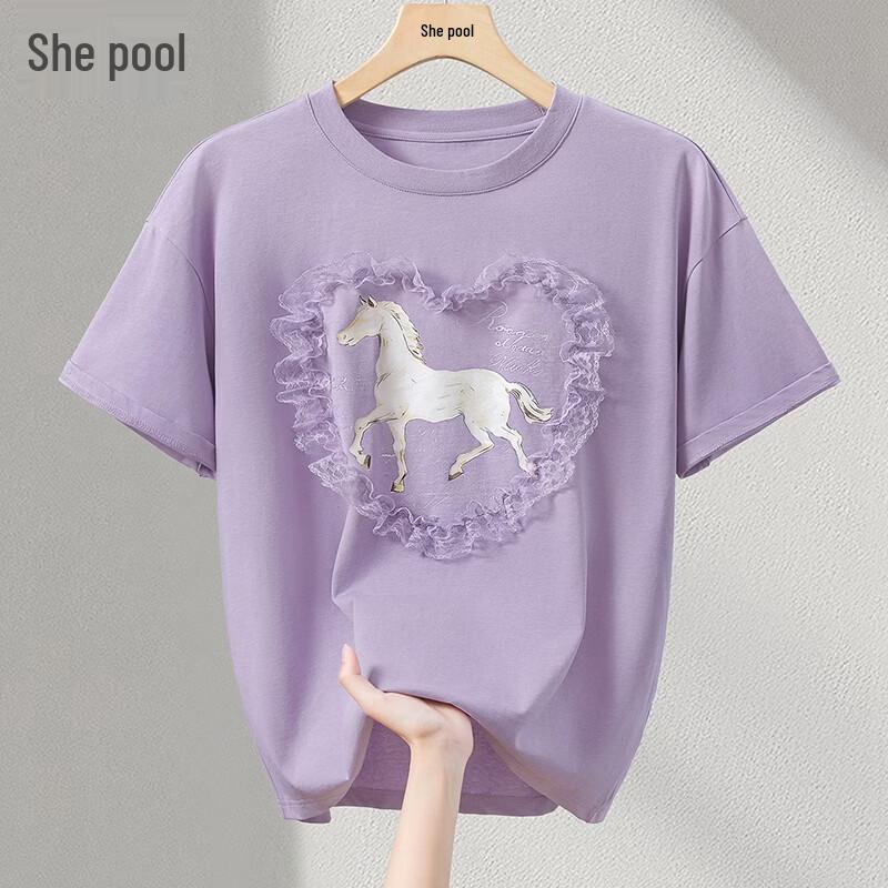 Women s French Romantic Floral Print Short Sleeve T-Shirt L