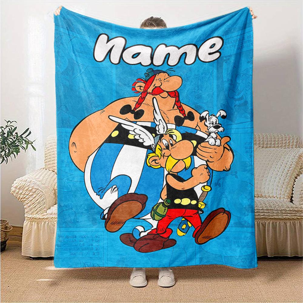 Personalisierbare Decke mit Namen und Persönlichkeit Asterix, Weich & Warm, für Sofa, Büro, Bett, Reise, Mittagspause, Geschenk, Geeignet für alle Jahreszeiten