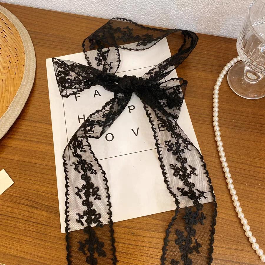 Narrow and Long Silk Scarf Women's Neck Scarf New Summer Decoration Lace Ribbon Belt
