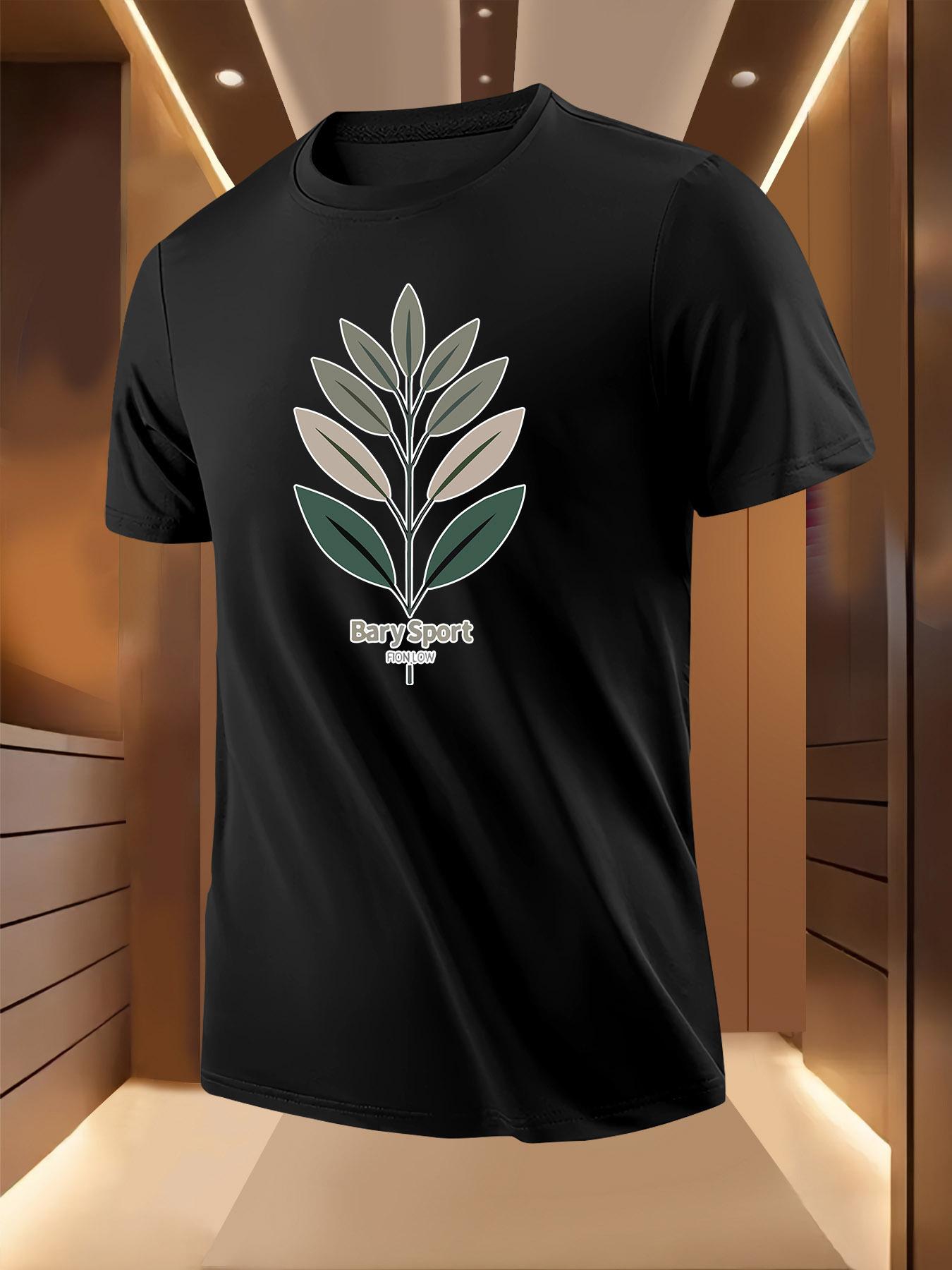 Summer Tshirt with Vibrant Leaf Print - Breathable S