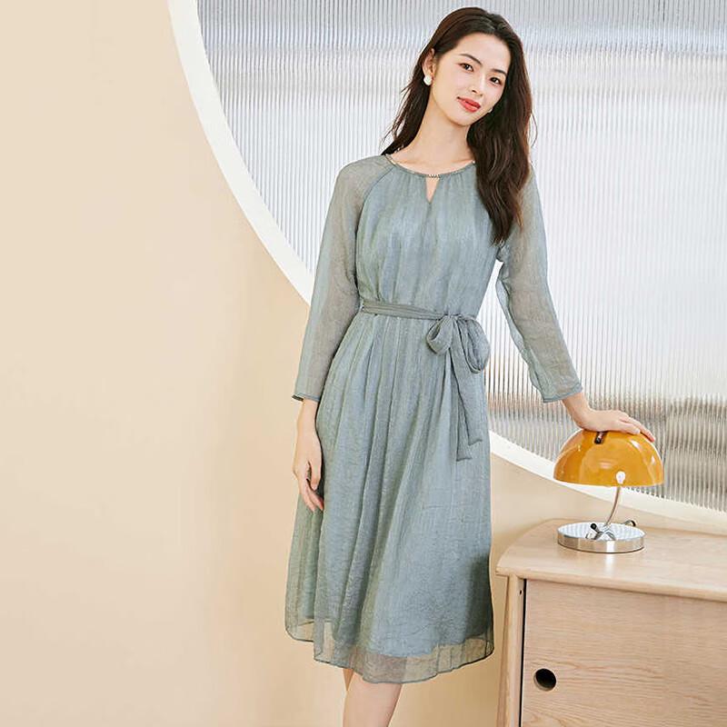 

JESSIE Elegant V-Neck A-Line Belted Midi Dress S