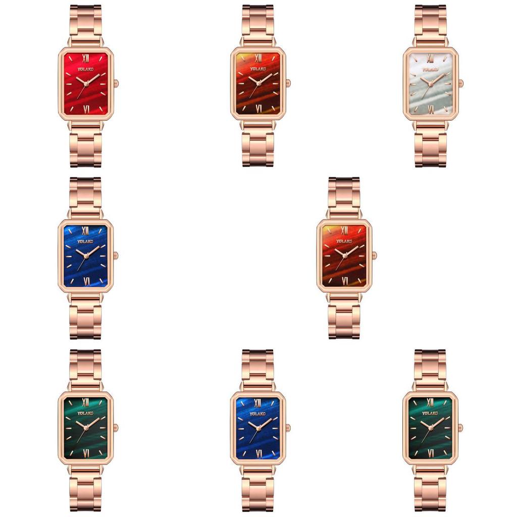 Moderne Damen-Quadratuhr mit japanischem Quarzwerk und Metallarmband für das Büro und als Geschenk