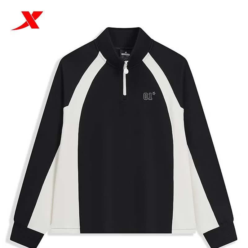 XTEP Women s Half-Zip Colorblock Pullover Sweatshirt M