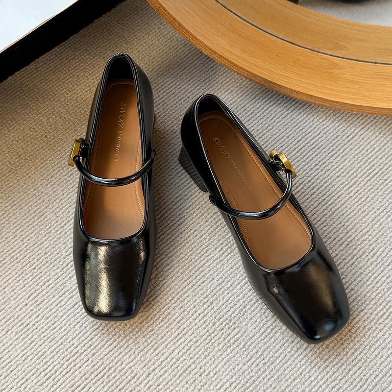 Fashion Women's 2025 New French Square Toe Square Heel Shoes Fashion Single