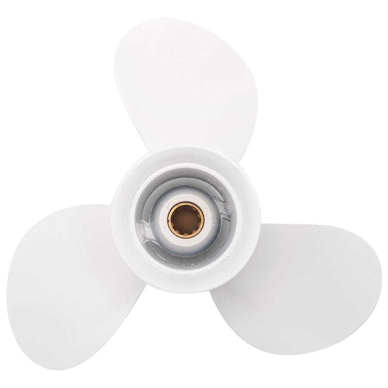 664-45945 664-45945-00-EL 9 7/8 X 10 1/2 Propeller For Yamaha 20HP 30HP White 3 Blades 10 Spline Tooth R Rotation