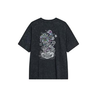 Li Ning Wade Kuixing Dandou Serie Allover-Print Rundhals Locker Kurzarm T-Shirt Unisex Oberteile Schwarz AHST941-4