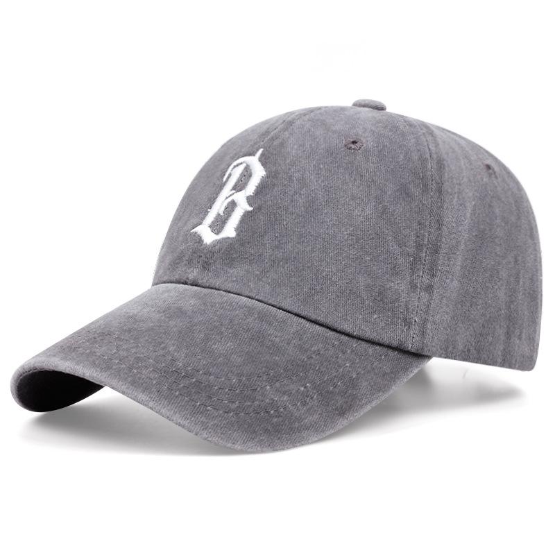 Korean style simple D letter embroidery washed denim baseball cap for women ins fashion versatile trendy brand peaked cap