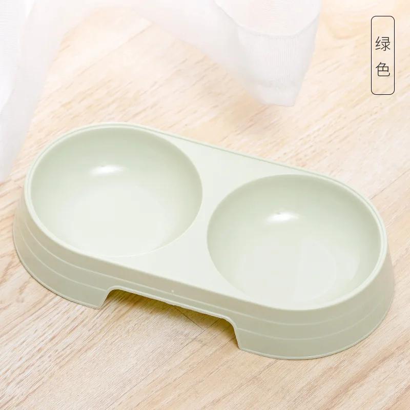 

Double Pet Bowls Dog Food Water Feeder Macaron Pet Drinking Dish Feeder Cat Puppy Feeding Supplies Small Dog Accessories 23x12x3.7cm зелений