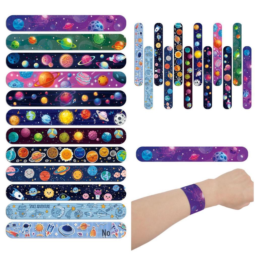 Outer Space Saturn Snap Bracelet – Children's Anime Cartoon Slap Toy for Parties
