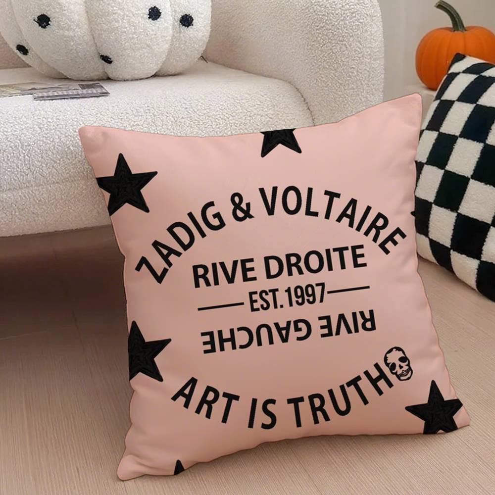 Fashion Z-Zadig And V-Voltaire Pillow Case Anti-dustmite Pillowcase Invisible Zipper Silky Short Plush Sofa Cushion Cover
