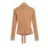 Women's Faux Cashmere Trendy Layered Long-Sleeve Tie-Up Top for Spring/Autumn
