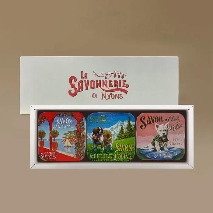 [Gift Recommendation] French Natural Cleansing Soap Tin Case 3-Piece Sleeve Set