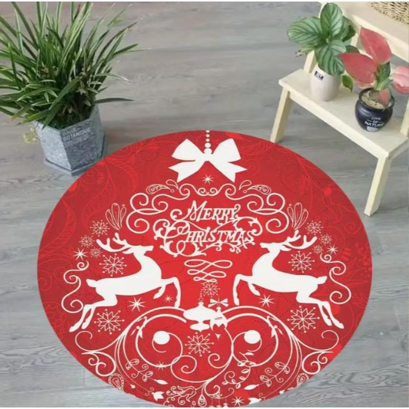 Teppich mit Weihnachtsmotiv Weihnachtsmann und Schneeflocke Rund Weich Wohnzimmerbodenmatte Gut Wohnzimmer Arbeitszimmer Spielzimmer Zimmer