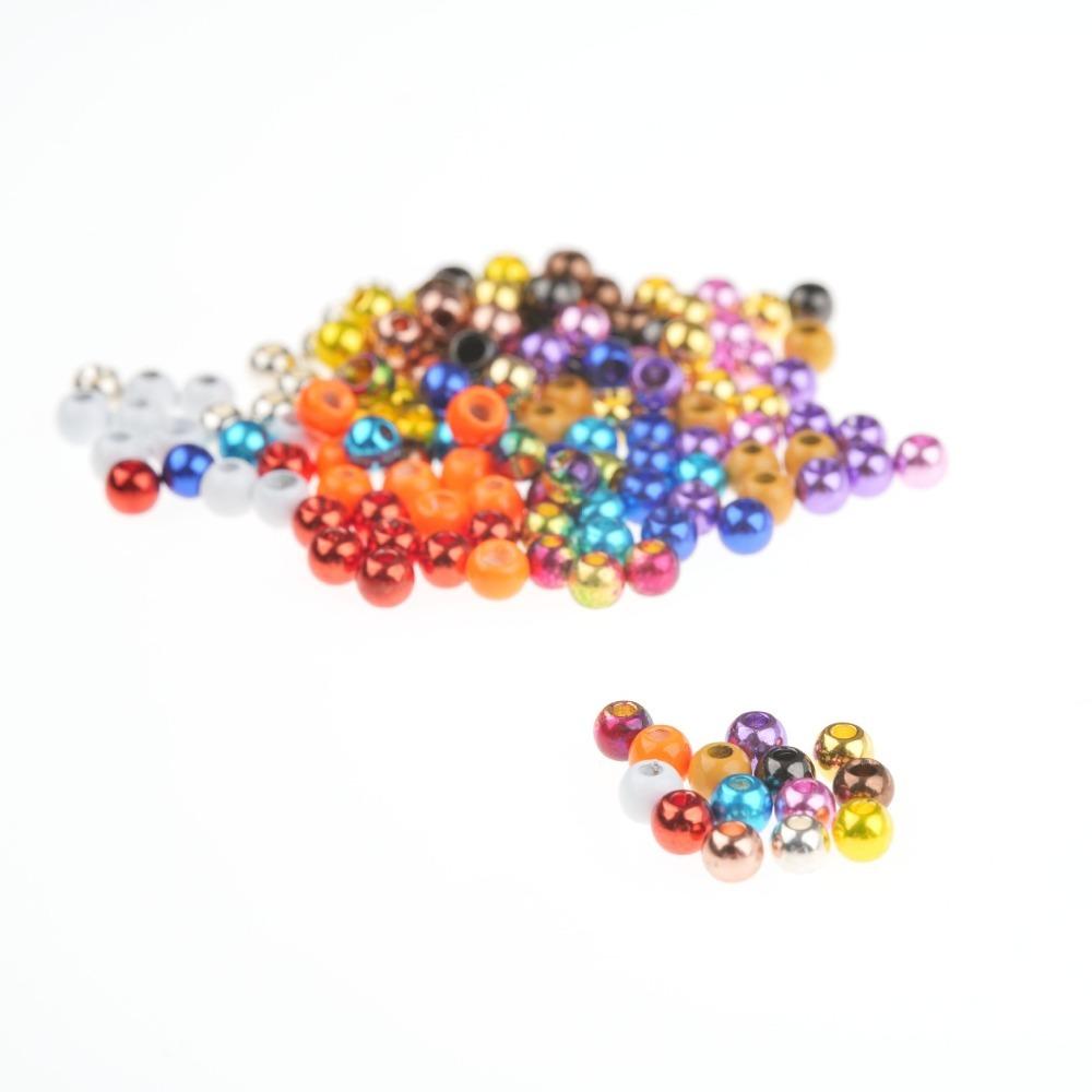 3.0mm/4.0mm/5.0mm Fly Tying Material Nice-Designed Fishing Bead Durable Copper Beads Fly Fishing 3.2mm-Mixcolor