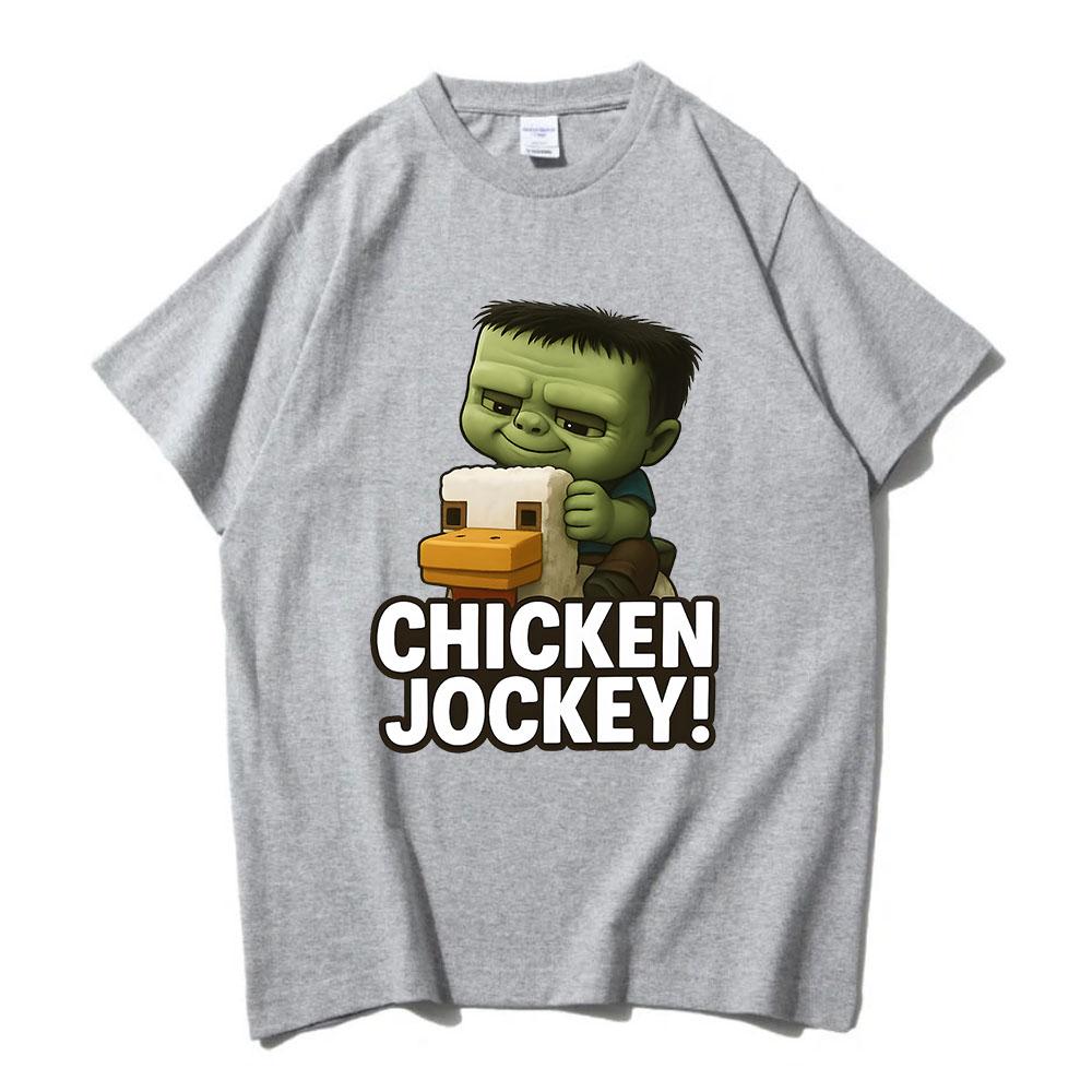 Funny Printing T-shirt Hot Game Chicken Jockey Tshirts Short Sleeve Cotton O-neck TShirt Men Women Clothing Unisex Streetwear