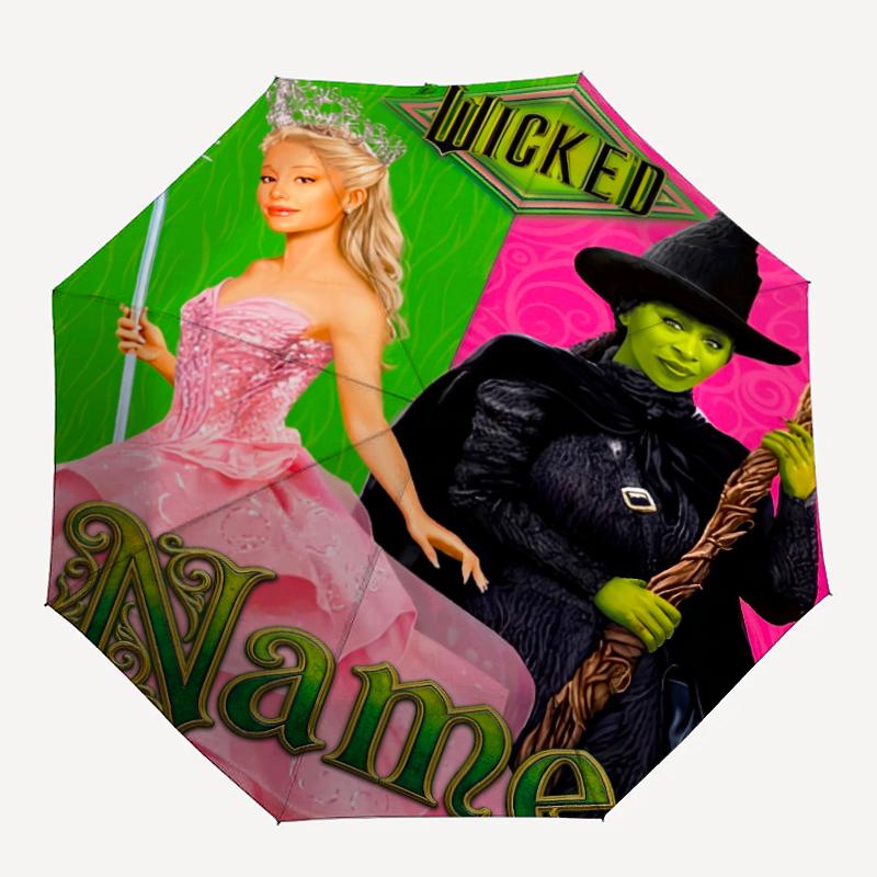 Custom Name Wicked Theme Automatic Umbrella, Lightweight & Portable, 8 Rib, Perfect for Outdoor Travel, Birthdays, Christmas, Gifts.