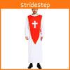 Halloween Themed Party Costume For Men Featuring Creepy Red Cross Priest Design