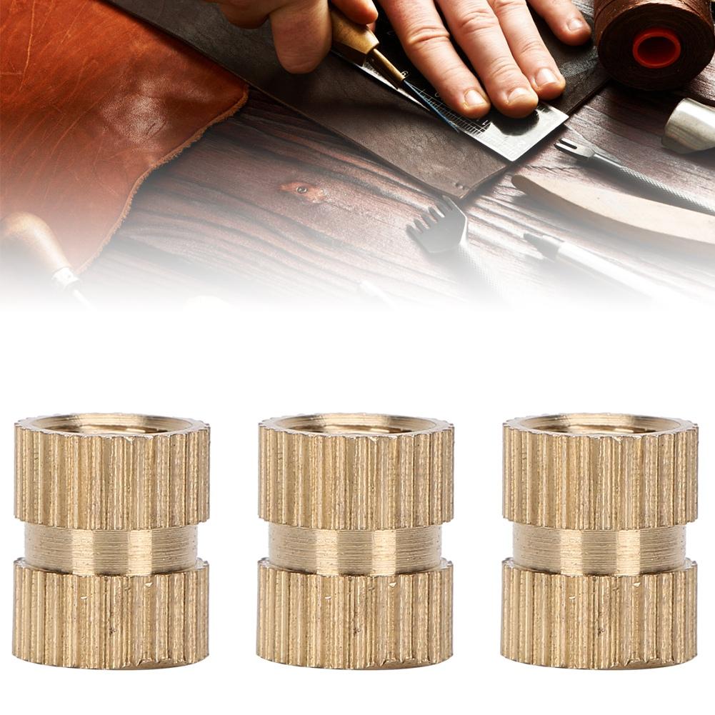 100Pcs Knurl Insert Nut Brass Double Pass Embedded Fastener HandMade Accessories M6x10x8