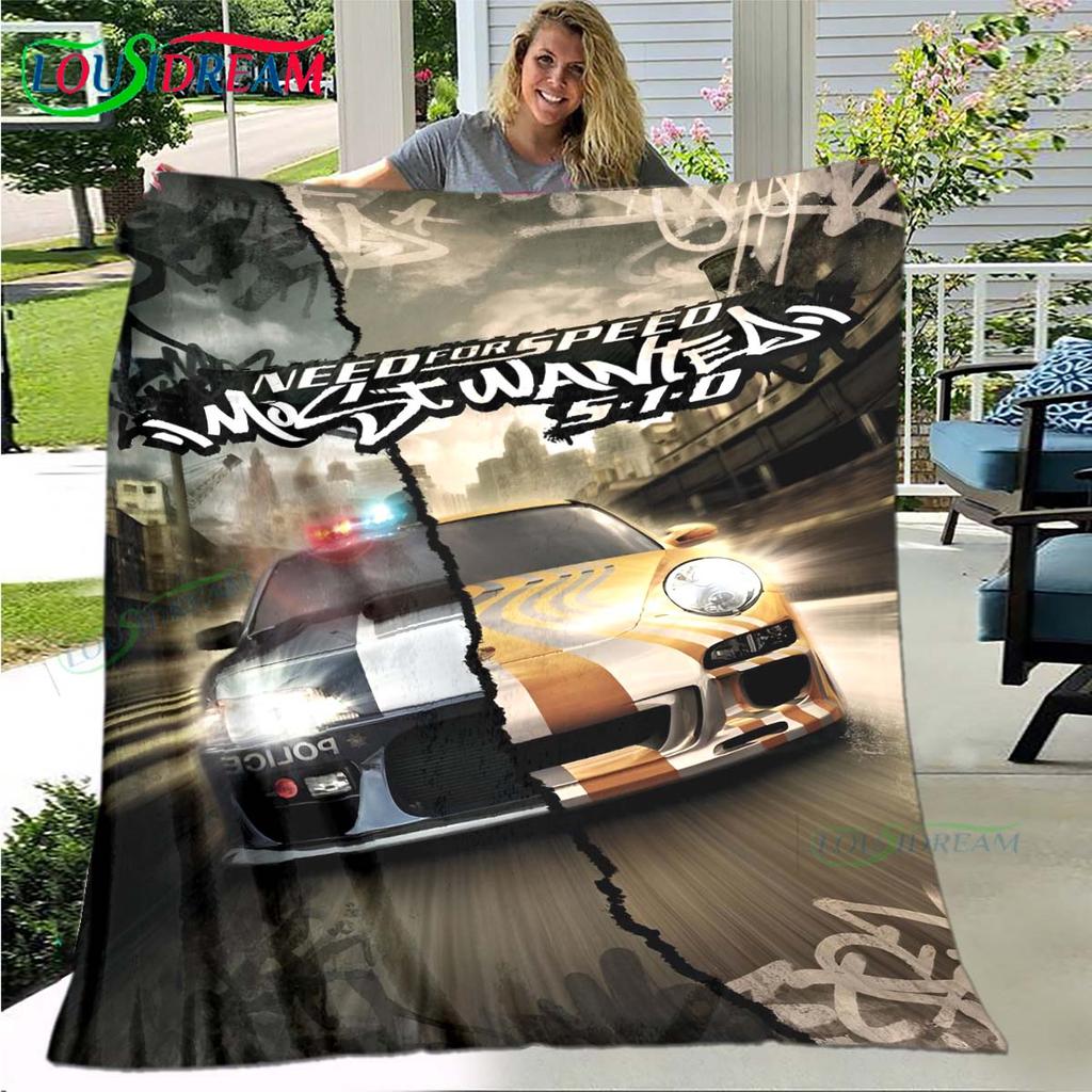 Cartoon N-Need for Speed Print Blanket,Flannel Throw Blanket for Bed Sofa Picnic Office Hiking Leisure Nap N-NFS Birthday Gift