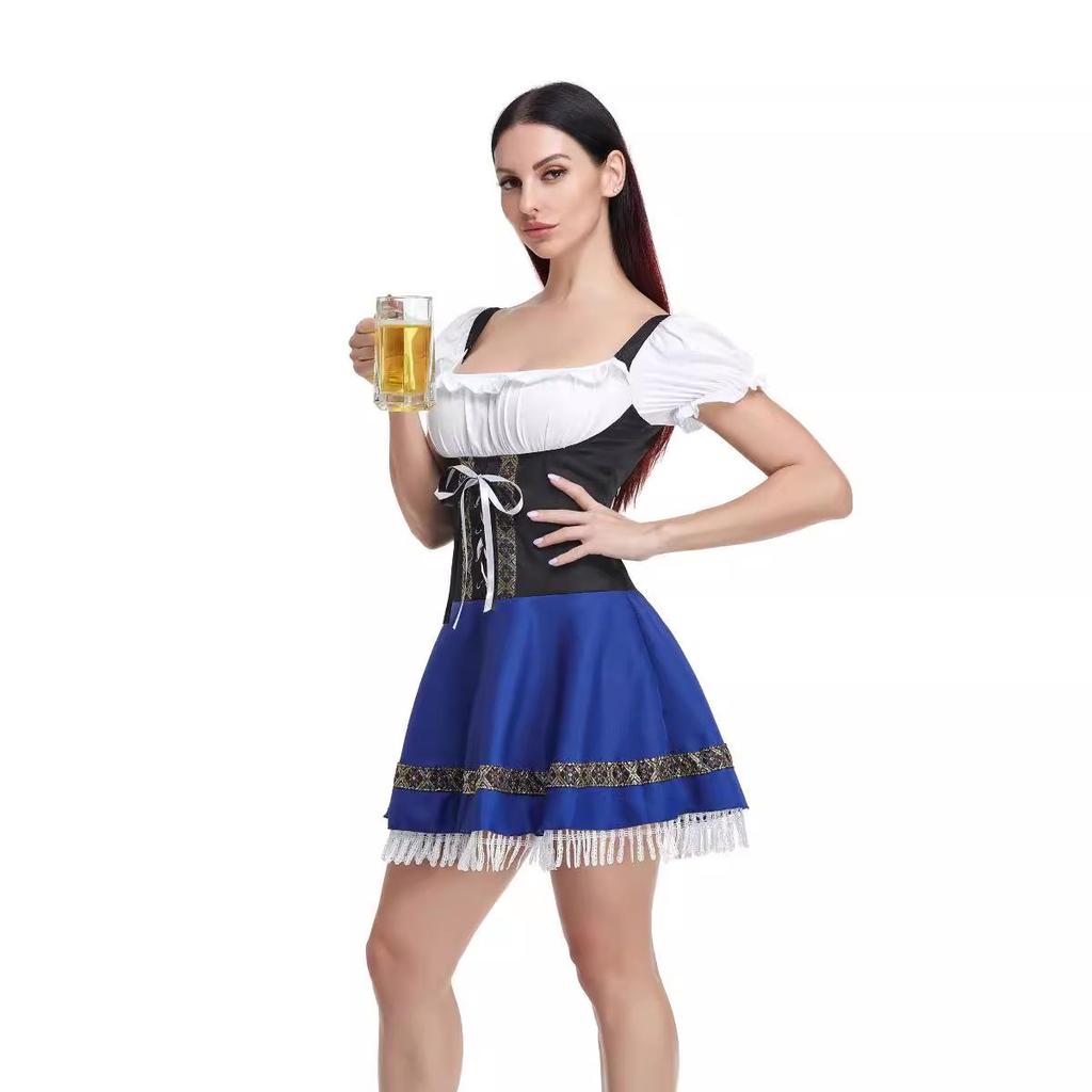 Oktoberfest Dirndl: Sexy Halloween Maid Costume Mini Dress for Bar Waitress