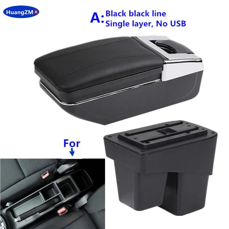 For Honda Fit Armrest For Honda Jazz /WRV Car Armrest box 2014 2015 2016 2017 2018 2019 2020 Retrofit parts Interior Storage box A black line No USB