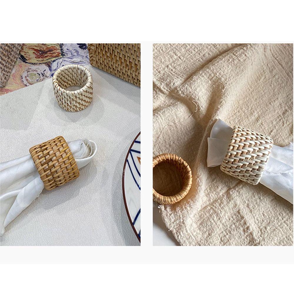 Hand-woven Technique Handwoven Rattan Napkin Rings Handmade Rattan Napkin Buckle  Wedding Party Use