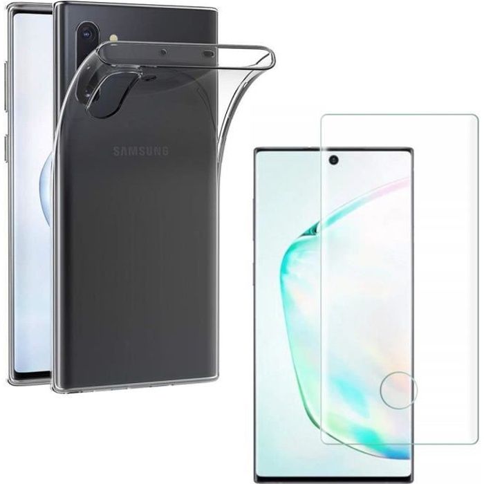 Coque pour Samsung Galaxy NOTE 10 et Verre Trempe - Protection Silicone Souple Mince Film Vitre Protection Ecran [Phonillico®]