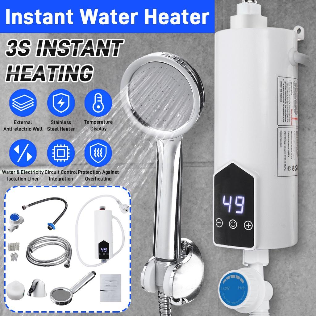5500W IPX4 Heater Touch Control Instant Electric Water Heating Shower Set Mini LCD Digital Display Kitchen Bathroom Tankless Hot Water Faucet