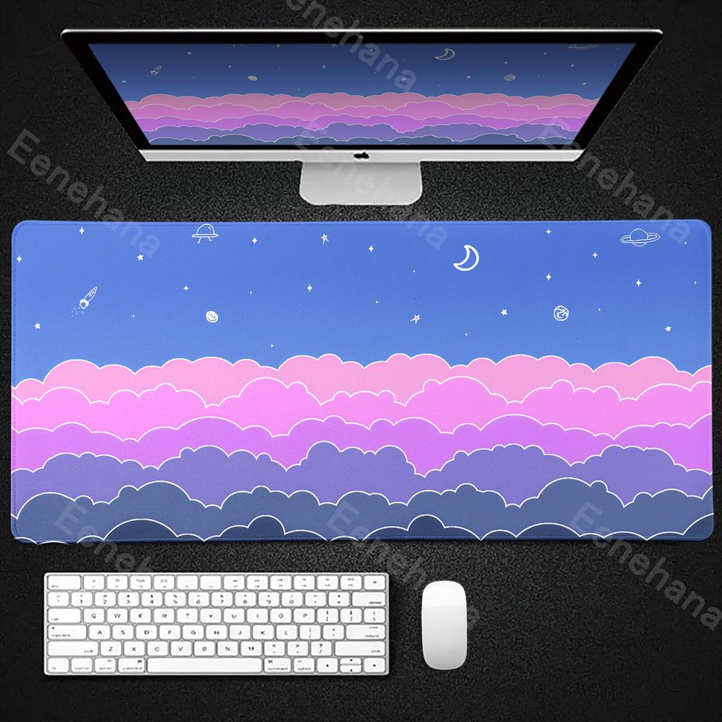 Light Pink Skyscape Mouse Pad Cute Aesthetic Xxl Kawaii Clouds Women Desk Pads Anime Pc Gamer Computer Mat Office Rubber Carpets