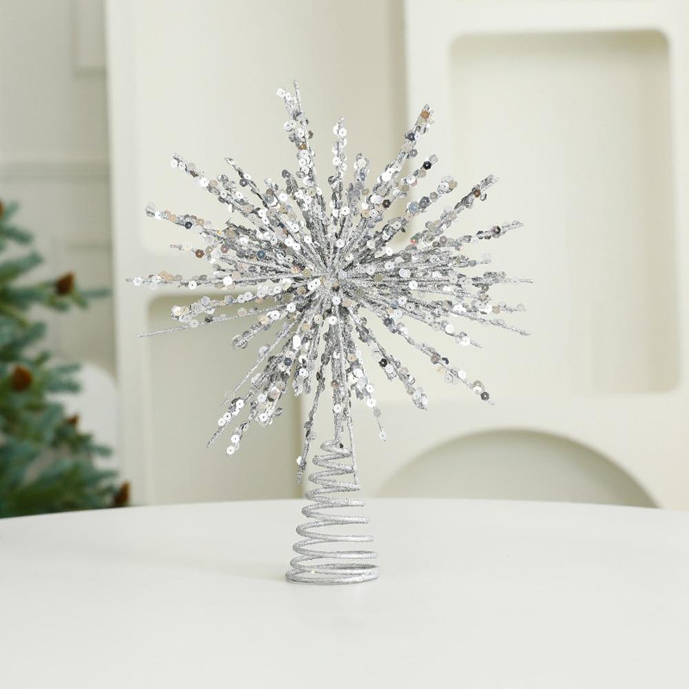 Новая Светящаяся Звезда-Верхушка для Рождественской Елки Золотой/Серебряный Блеск Верхушка для Рождественской Елки Светящийся Подвес