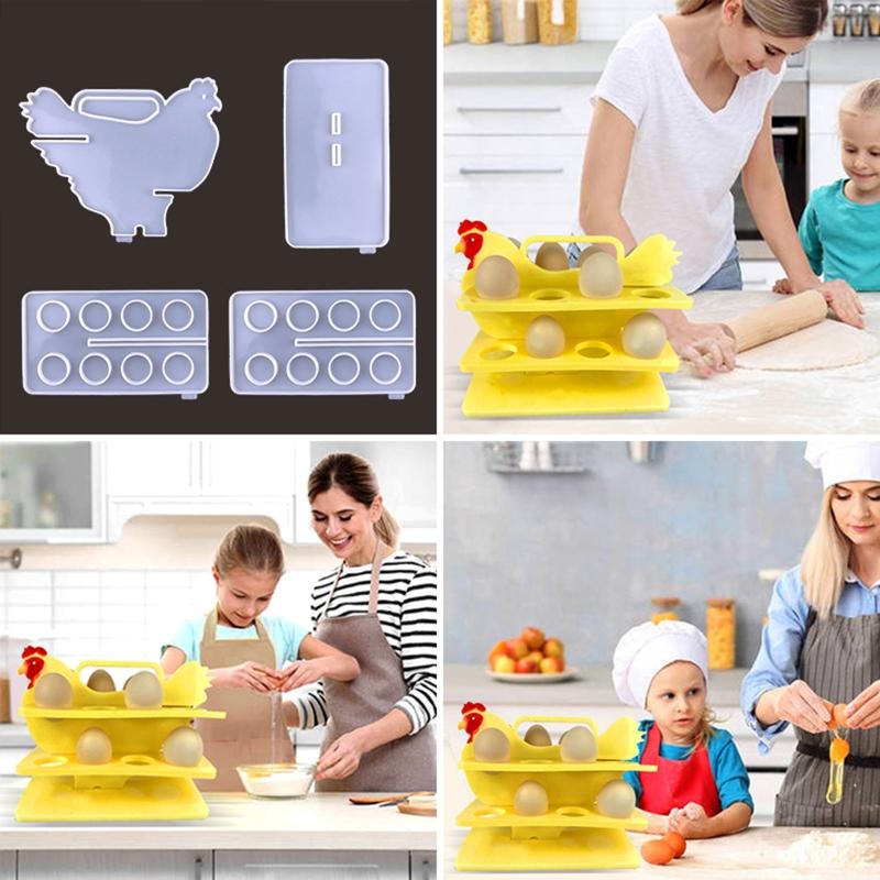 Silicone Egg Tray Storage Epoxy Casting Molds Egg Holder Resin Molds for DIY Art Resin Craft Refrigerator Kitchen