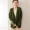 Women's V-Neck Cashmere Knit Cardigan - Autumn/Winter, Long Sleeve, Thick, Stylish & Versatile.