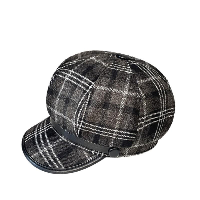 Modny wełniany beret w stylu koreańskim dla kobiet na jesień i zimę Retro Brytyjski Literacki Malarz Ośmiokątny Kapelusz Podkreślający Twarz Mały Kapelusz Gazeciarza