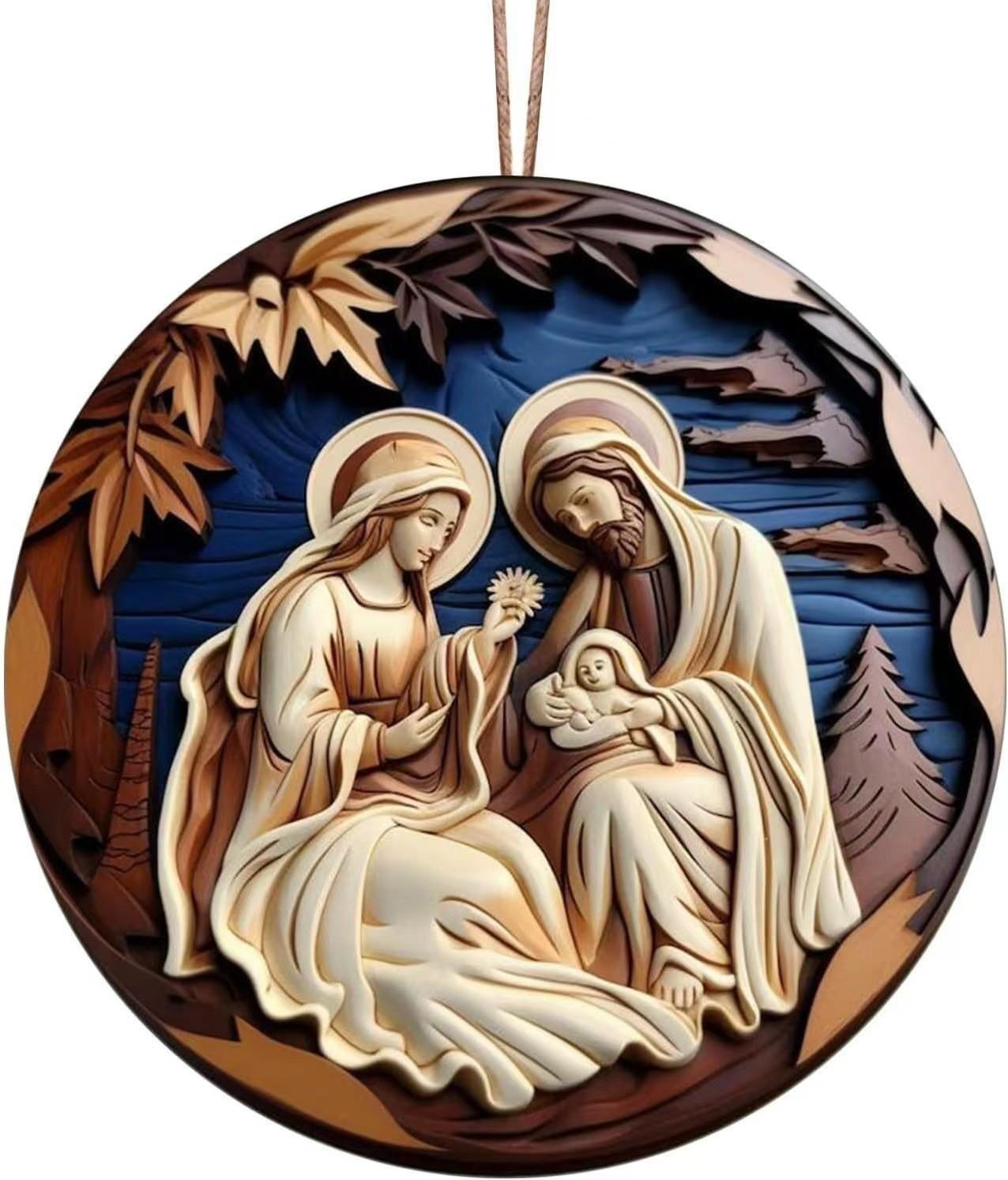 Christmas Nativity Car Pendant Acrylic Three-dimensional Vision Nativity Blessing Pendant