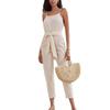 2022 Cotton & Linen Women's Suspender Jumpsuit - Casual European & American Style