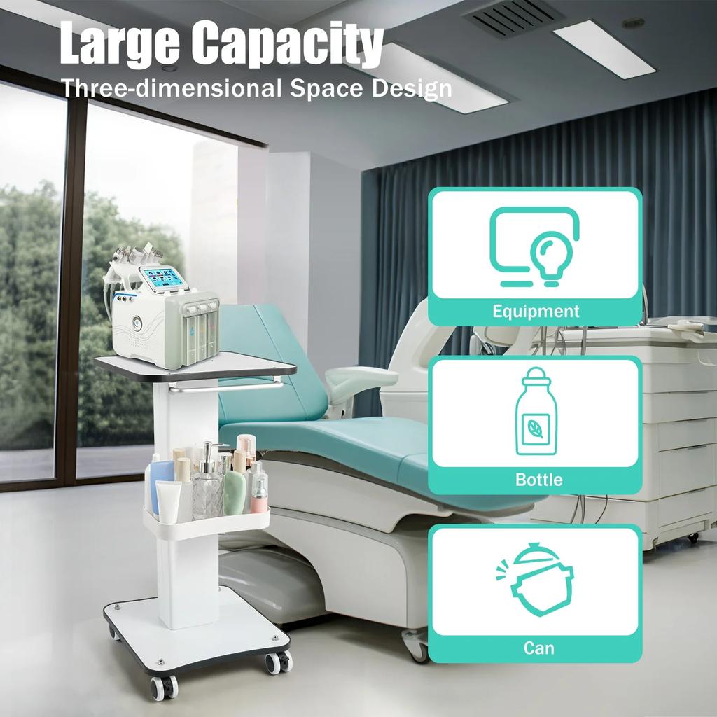 Bymaocar Візок на колесах Візок для салону краси Стійка для спа-салону Візок на роликах Підлоговий з ручкою та чотирма універсальними колесами