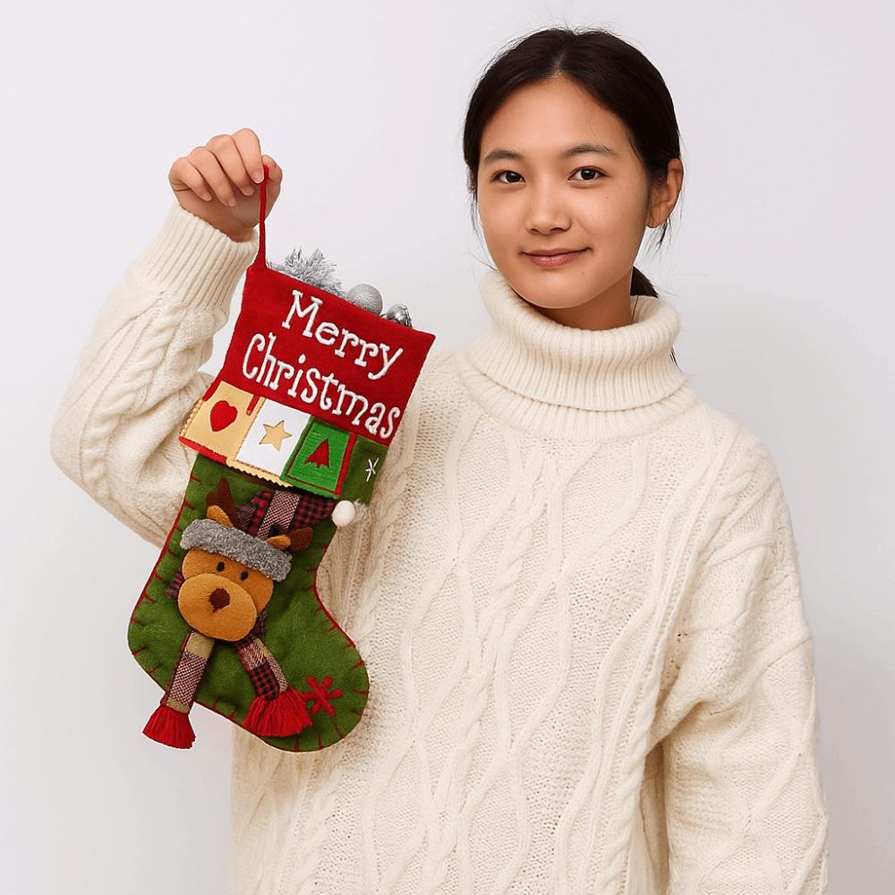 Hanging Christmas Stocking Plush Candy Bag Xmas Tree Ornaments Christmas Decoration  Navidad