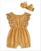 Designer Romper Jumpsuit Headband 12M [Misia Luxury] + Set, Yellow,