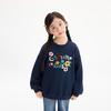 Girls' Autumn Embroidered Letter Pullover Sweatshirt