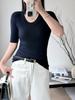 Women's Seamless Merino Wool Crew Neck Sweater - High-Quality Imitation Wool, Casual Base Layer Pullover