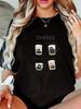 Stylish Coffee Graphic Print WomenS Sleeve Round Neck Comfortable for Black with Brown Coffee Cup Design Aesthetic Clothes