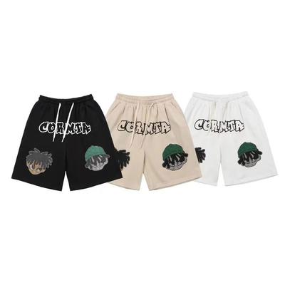 Freizeithose Retro Cartoon Bedruckte Sporthose Herren Street Straight Locker Fünf-Punkte-Hose