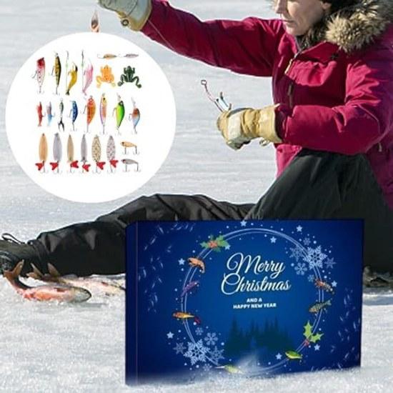 Fishing Christmas Calendar 2025 Gear 24-Day Advent Lure Set Portable Tackle Box Sea Bass Trout Adult Men Shore Gift